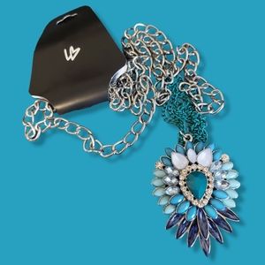 Lane Bryant Multi Blue Burst Flower Gem Necklace